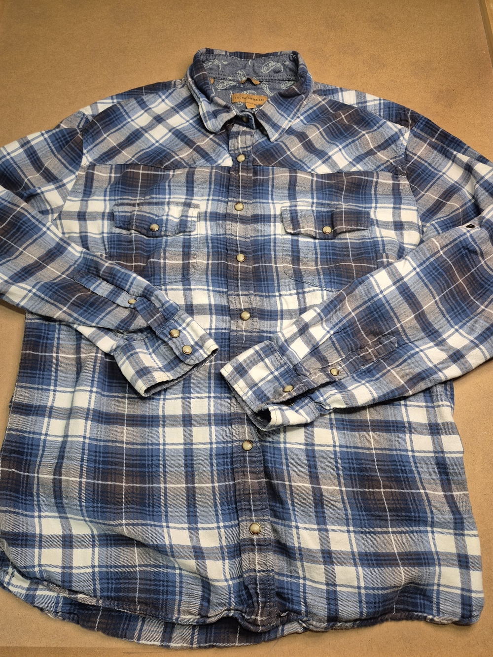 JACHS Girlfriend Blue and White Plaid Button-Down Shirt 4019/4